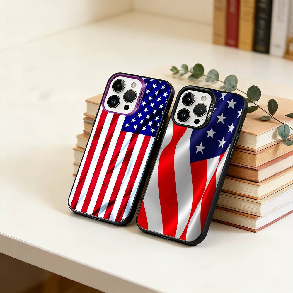 The American Flag Phone Case For iPhone 17,16,15,14,13,12,11 Plus,Pro Max,XS,Colorful Silver Phone Case Funda Cover