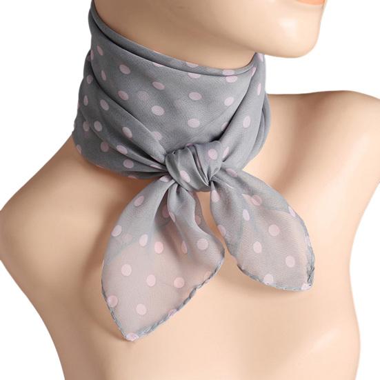 Cachecol feminino com estampa de bolinhas, combinando com cores, fino, respirável, leve, decoração de pescoço, chiffon, cabeça, pescoço, cachecol quadrado, acessório de roupas