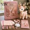 Filzpuppen-Bastelset Rosa Tiere Patchwork-Kit, DIY Waldtiere Nähprojekt, 3D Niedliches Bastel-Kunst-Set für Anfänger Handgemachtes Geschenk Zuhause
