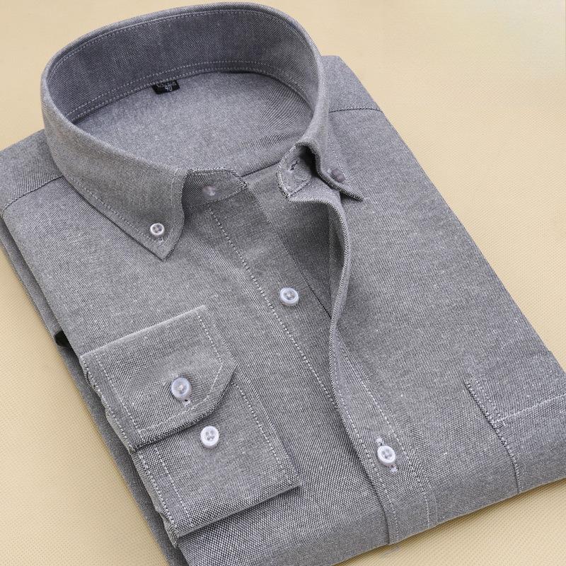 

Мужская высококачественная белая оксфордская рабочая рубашка с длинным рукавом 44