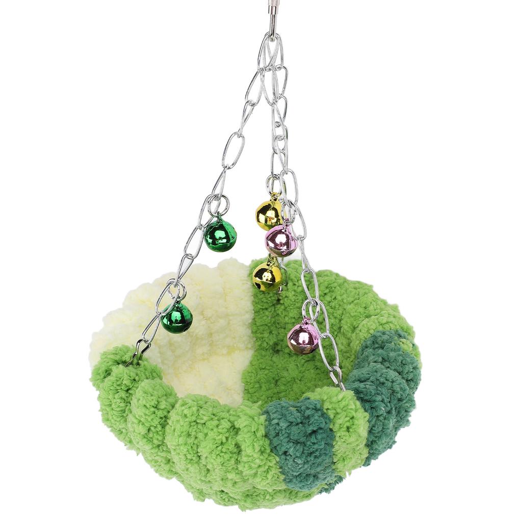 Bird Nest Warm Cozy Soft Plush Cute Look Bell Pendant Parrot Breeding Nest Bed Hanging Swing for Home Indoor