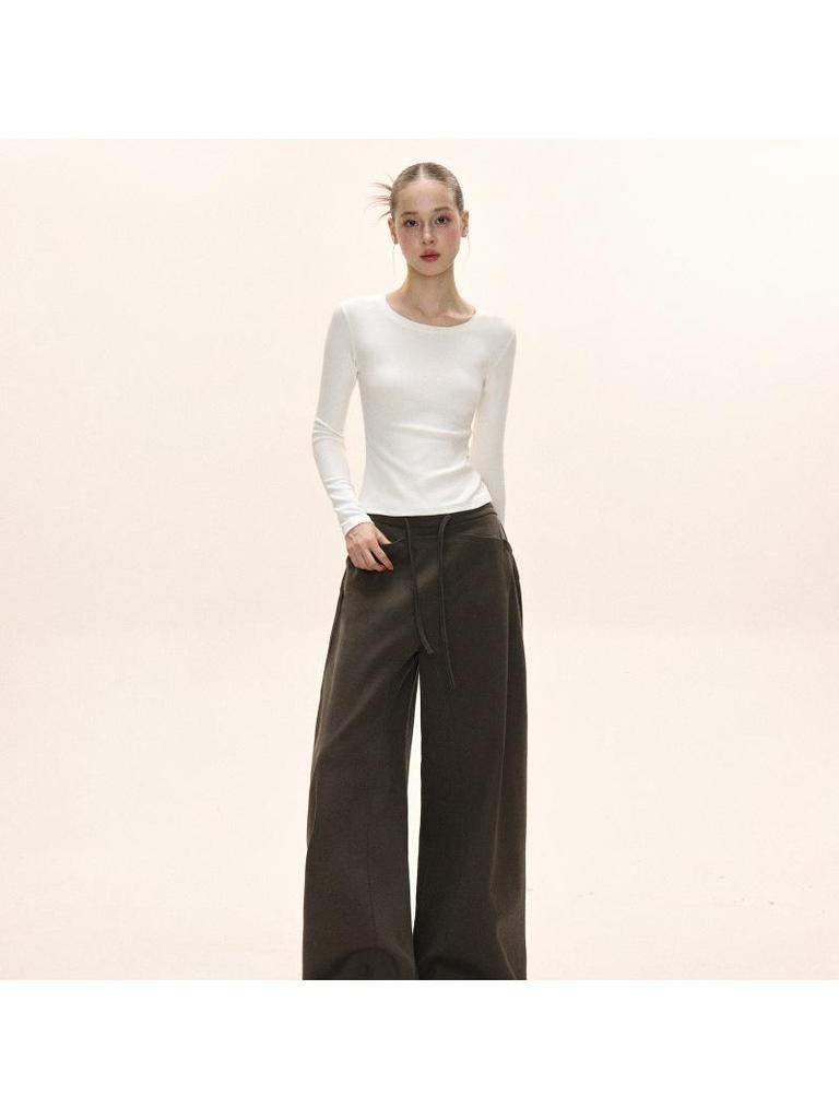White Slim Fit Long Sleeve Crop Top - Autumn American Style