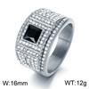 Affordable Luxury Men's Hip Hop Stainless Steel Ring Exquisite Rhinestone Ring