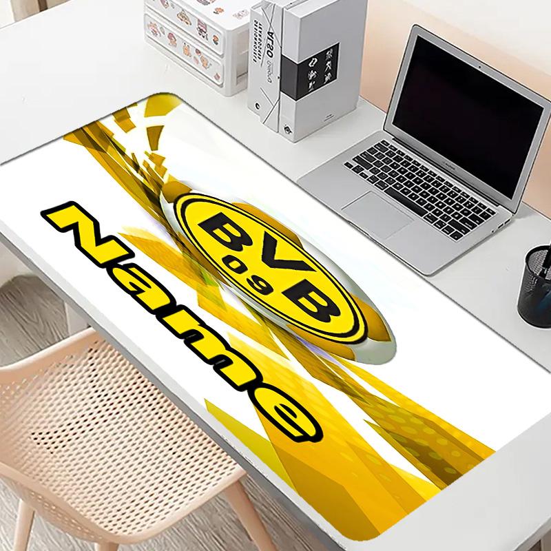 Custom Name Personalized Borussia Dortmund Pattern Mousepad, Laptop PC Desk Mat, Decorative Desk Mat for Home Keyboard Pad Gift