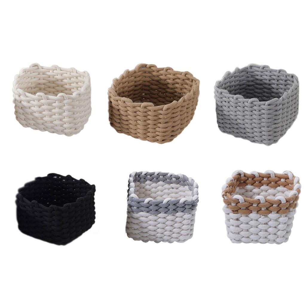 Storage Basket Multipurpose Organiser Box Minimalist Stylish Macrame Woven Decorative Basket for Living Room Makeup Closet