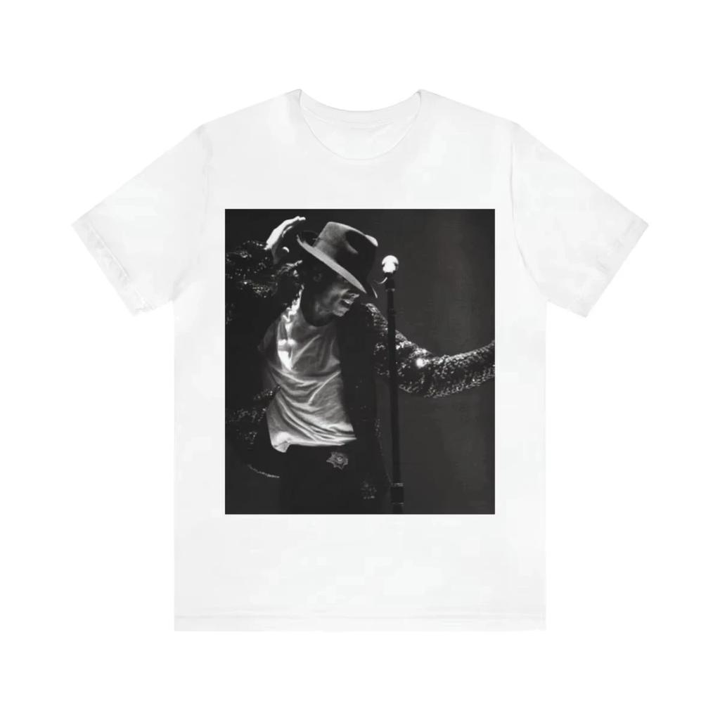 T-shirt Michael Jackson MJ Nuova Uomo e Bambino Bianco e Nero Unisex Girocollo Manica Corta Cotone Stile alla Moda Y2K