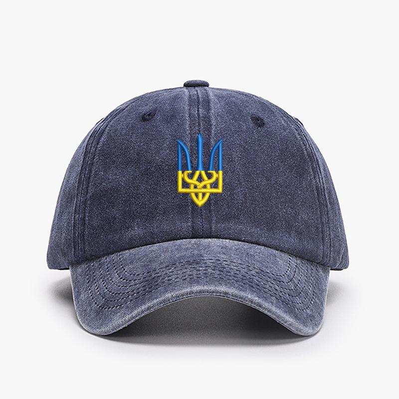Embroidery Ukraine Trident Symbol Cotton Washed Fashion Sports Baseball Cap Adjstable Hip Hop Urban Street Style Dad Hat Visor Protection Snapback