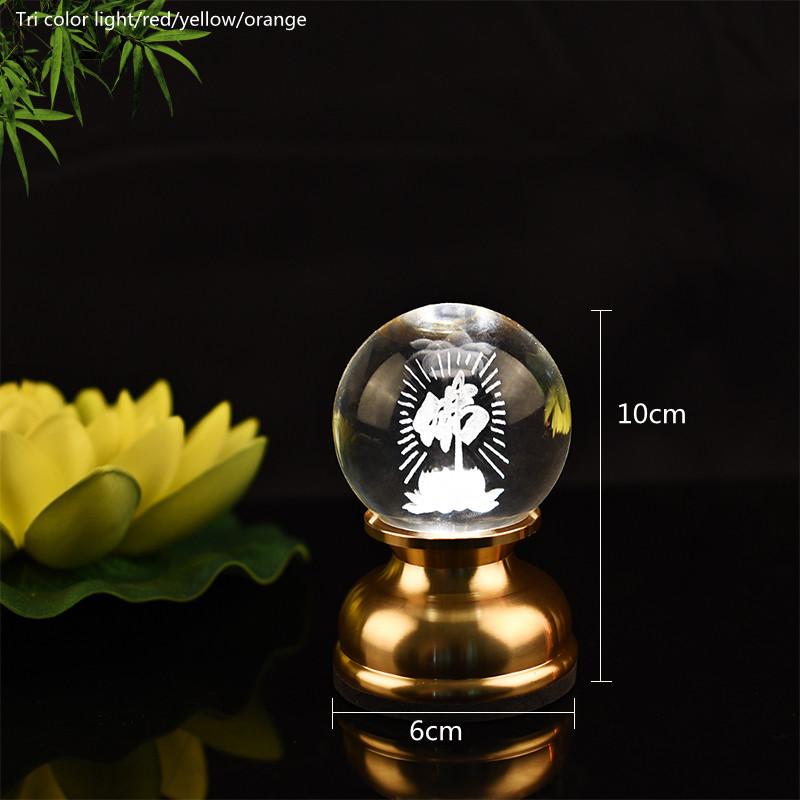 Charge Plug In Coloured Glass Lotus Lamp LED Buddha Lamp God of Wealth Lamp Temple Pray Household Crystal Ever Burning Lamp