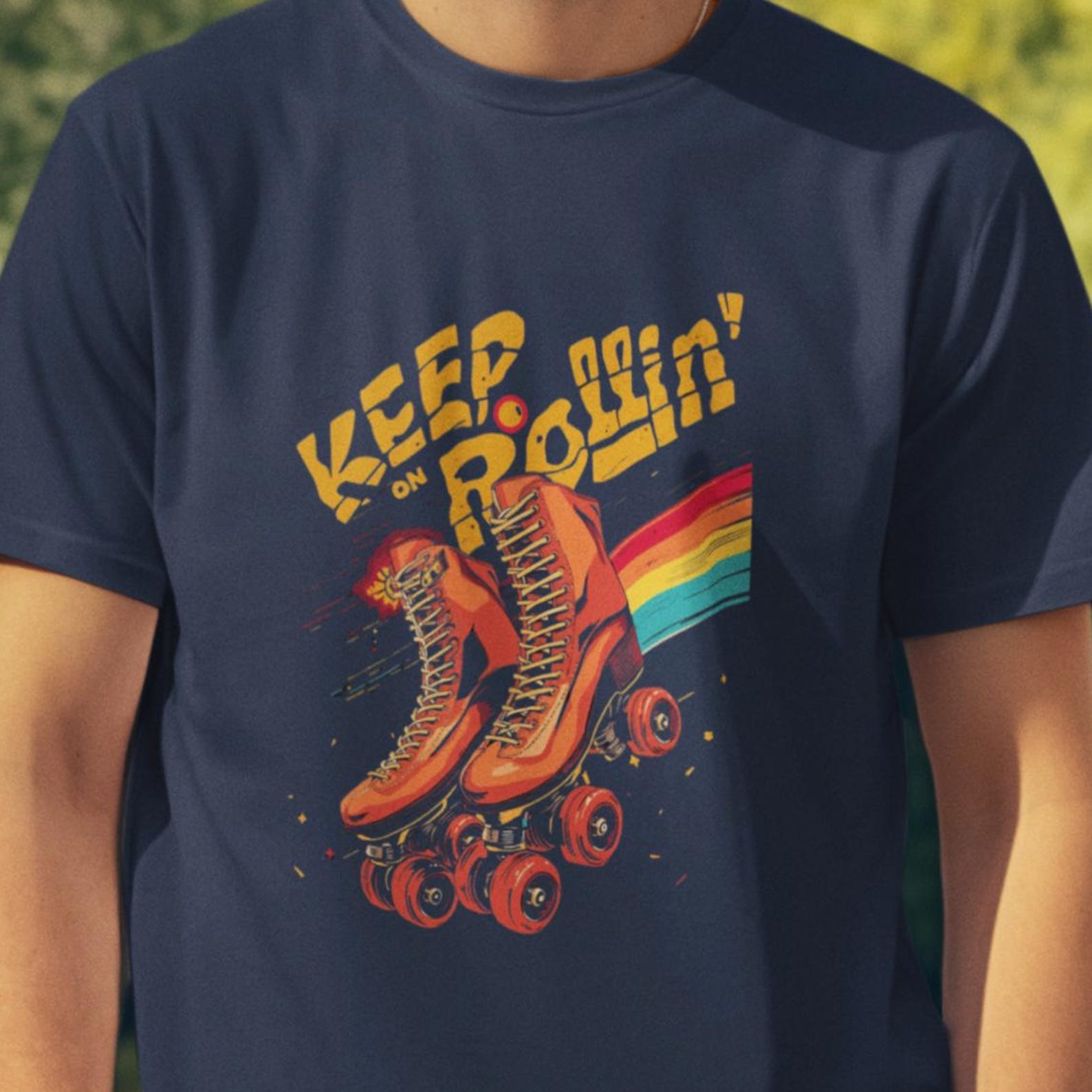 Retro Keep On Rollin Vintage Unisex Cotton T-Shirt - 5 Colors Available - Size S-5XL L