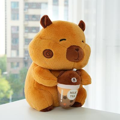 Milk Tea Capybara Doll Kapibala Plush Toys Creative Pig Doll Pillow Exchange Doll