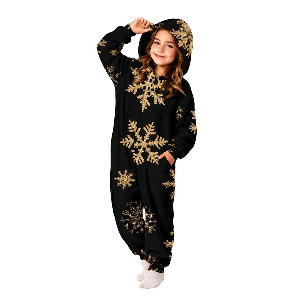 Set de pijama din flanelă cu imprimeu de Crăciun pentru copii, pentru relaxare în vacanță