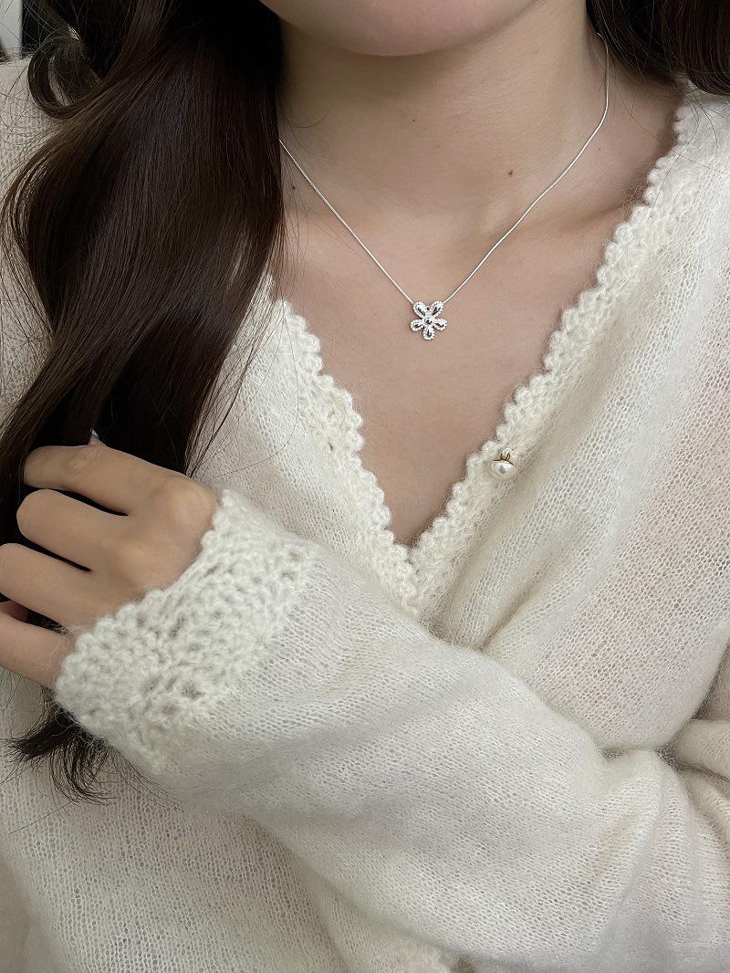 Su Chuang S925 Sterling Silver Floral Lace Choker Necklace for Women 925 Silver