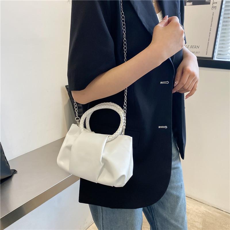 Women Crossbody Bag Soft Leather Solid Minimalist Female Single Shoulder Bags Fashion Pleated High Quality Messenger Bag