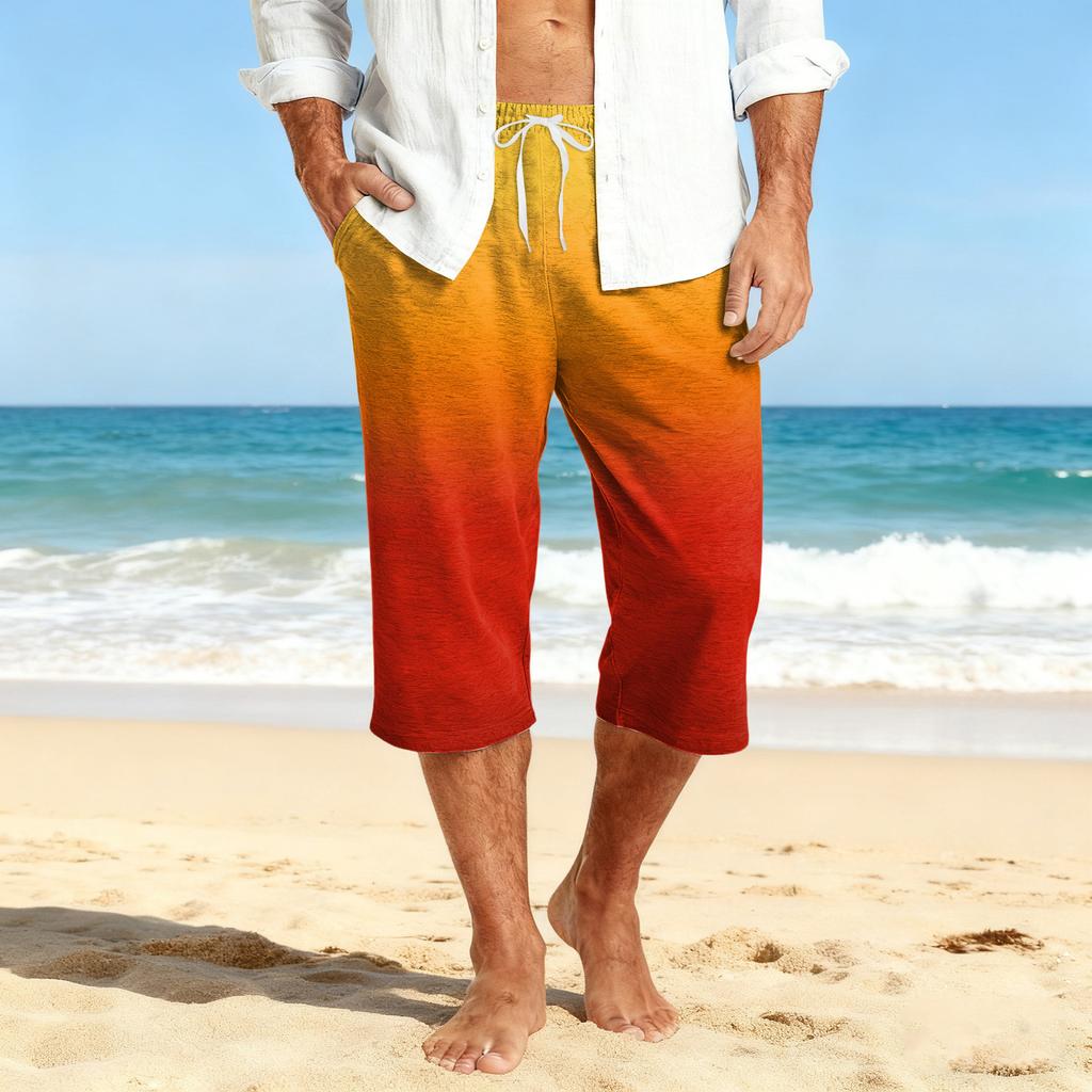 Men's Casual Drawstring Cropped Shorts