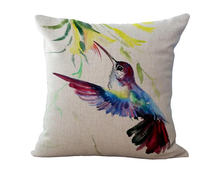 Cushion Case Linen Printed Birds Patterns Cover Car Sofa Throw Pillows Decorative Pillowcase almofada decorativos cojines