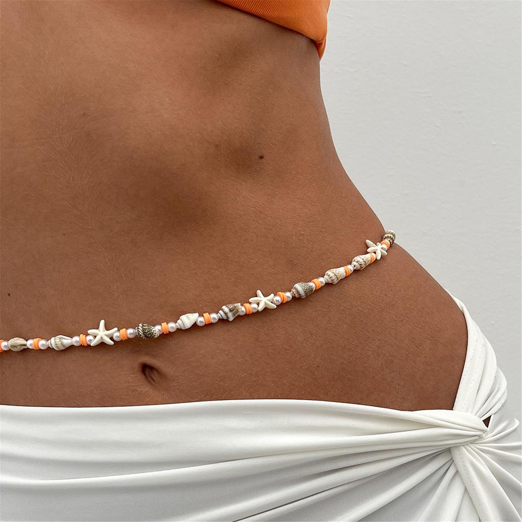 Summer Beach Body Chain Adjustable Colorful Beads Waist Chain Jewelry Stackable Belly Chain for Women Lady Girls