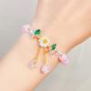 Cute Kids Glass Beaded Bracelet Princess Cartoon Crystal Flower Charm Bangle Handmade Jewelry Gift For Girls Students