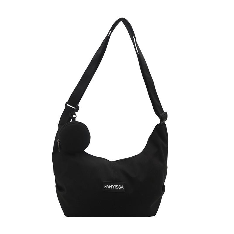 Solid Color Letter Decor Large Capacity Women Crossbody Bag With Coin Purse For Students And Commuters