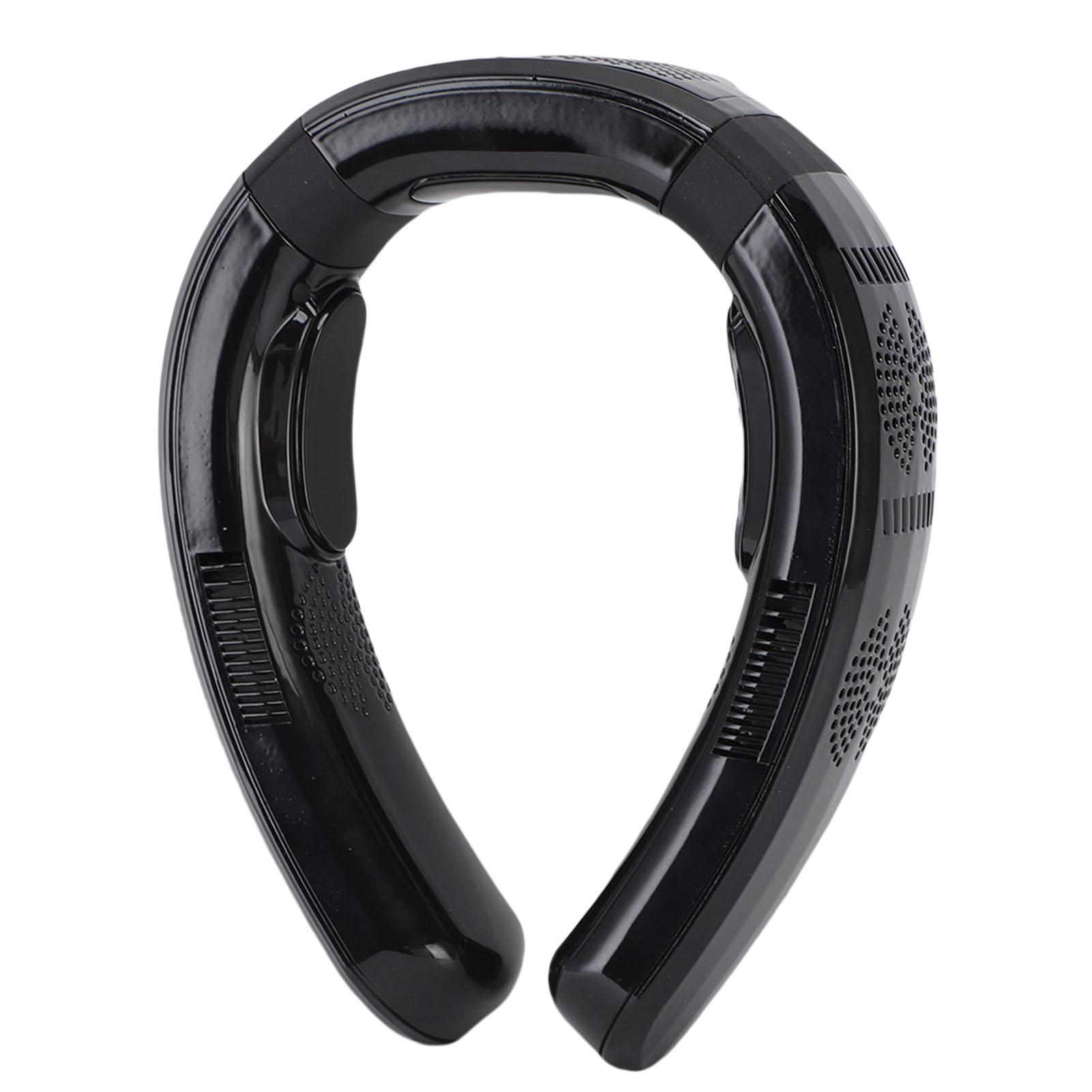 

Portable Neck Fan Cooling and Heating Dual Use 3 Speeds Semiconductor Quiet Lightweight Battery Operated Wearable Fan Bright black