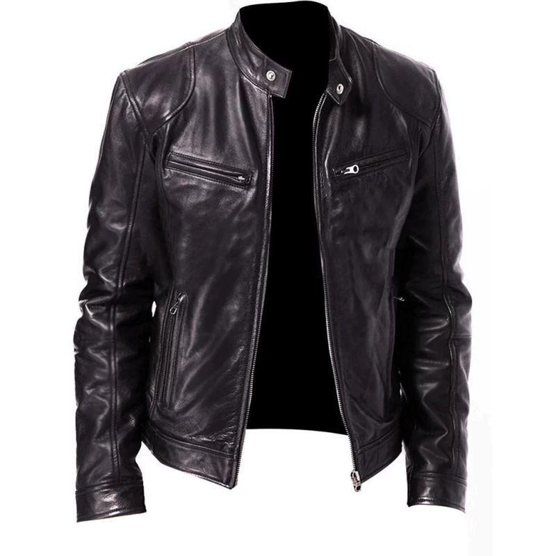2025 Autumn Winter Fashionable PU Men's Casual Jacket Wholesale European Style Motorcycle Leather Coat