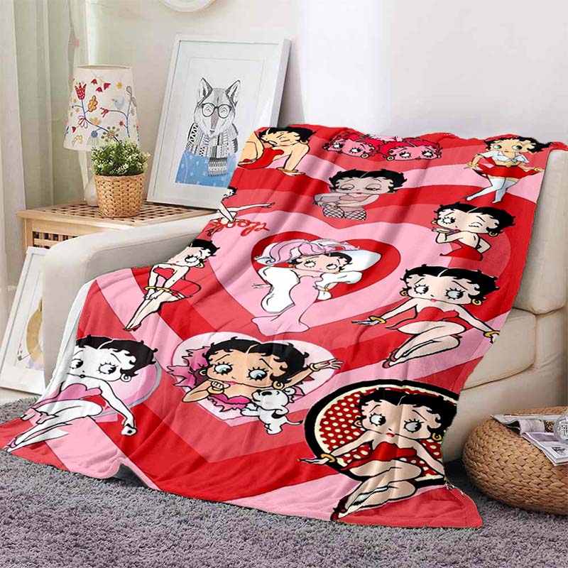2026 New Model Cartoon B-Bettyy-Boopp Blanket Flannel Sofa Bed Warm Plush Office Comfortable Portable Gift Picnic Blanket