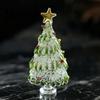 Holiday Party Centerpiece Hand Blown Glass Christmas Tree Figurine with Golen Star, Interior Design Accent Mini Xmas Ornament, Handmade Desktop