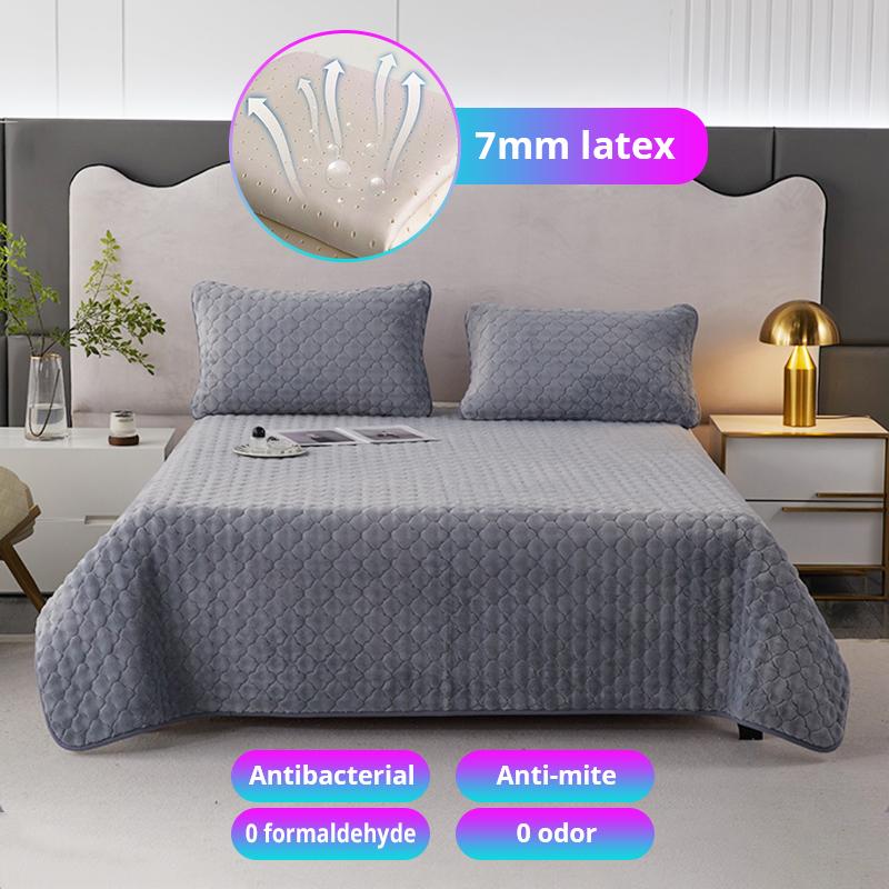 3PC Waterproof Non-silp 7mm Latex Mattress Cover Pad Washable Latex Mat Bed Cover for Single Double Bed Topper