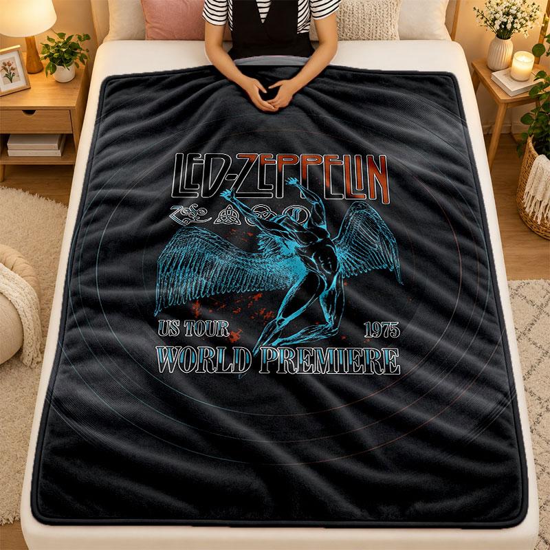 Flannel BlanketLed Zeppelin Warm Soft Throw Blanket for Indoor Sofa Bed Living Room Use