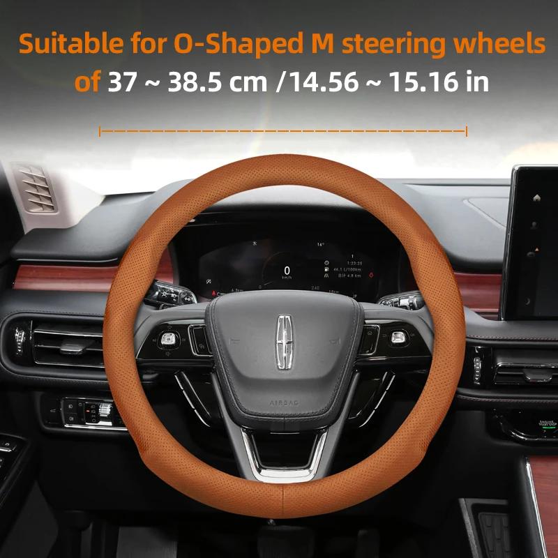 For Lincoln Z MKZ MKT MKC MKX MKS Navigator Aviator Nautilus Corsair Continental Leather Breathable Car Steering Wheel Cover