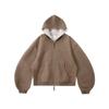 Mens Boxy Zip Hoodie American Colorblock Short Fit Casual Fall Sweatshirt