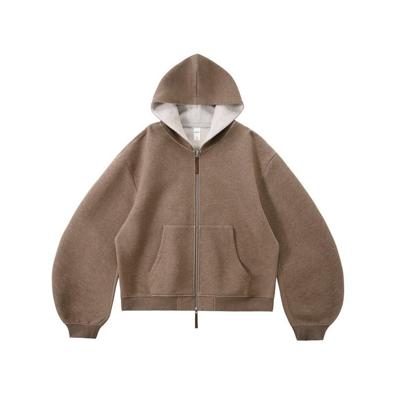 Mens Boxy Zip Hoodie American Colorblock Short Fit Casual Fall Sweatshirt
