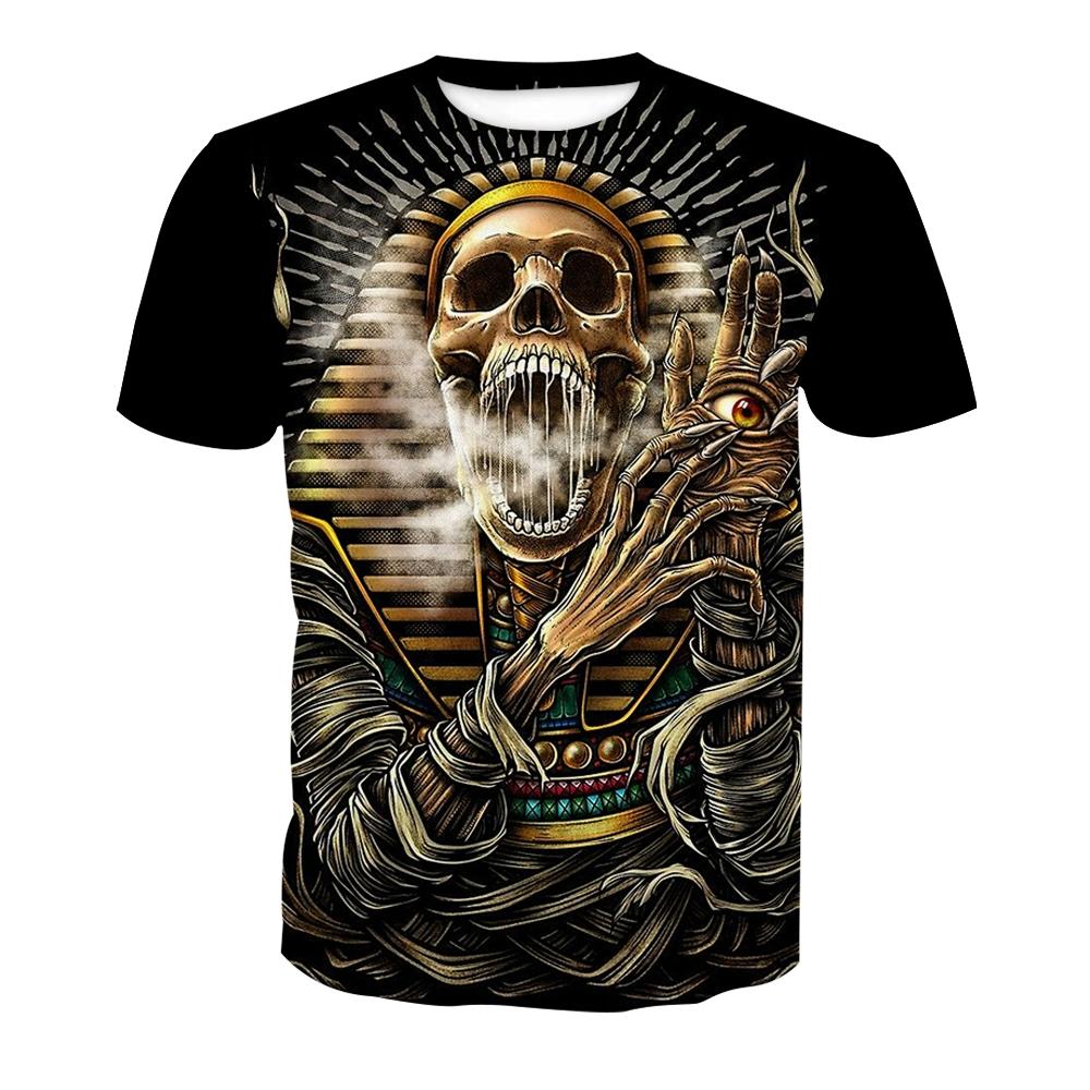 

Футболка с 3D-принтом в виде черепа, летняя мужская футболка в уличном стиле в стиле хип-хоп, удобная повседневная футболка с круглым вырезом 6XL