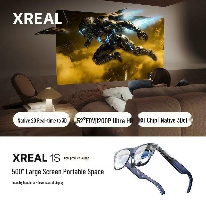

XREAL 1s AR Glasses with 6DoF, Hovering, and Electrochromic Translation Support