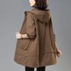 Gabardina larga holgada de longitud media para mujer, para primavera y otoño, estilo coreano, cortavientos, capa grande, chaqueta con capucha