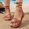 New Style Women's Sandals with Laces, Flat Bottom, Beach Shoes with Anti-slip Properties