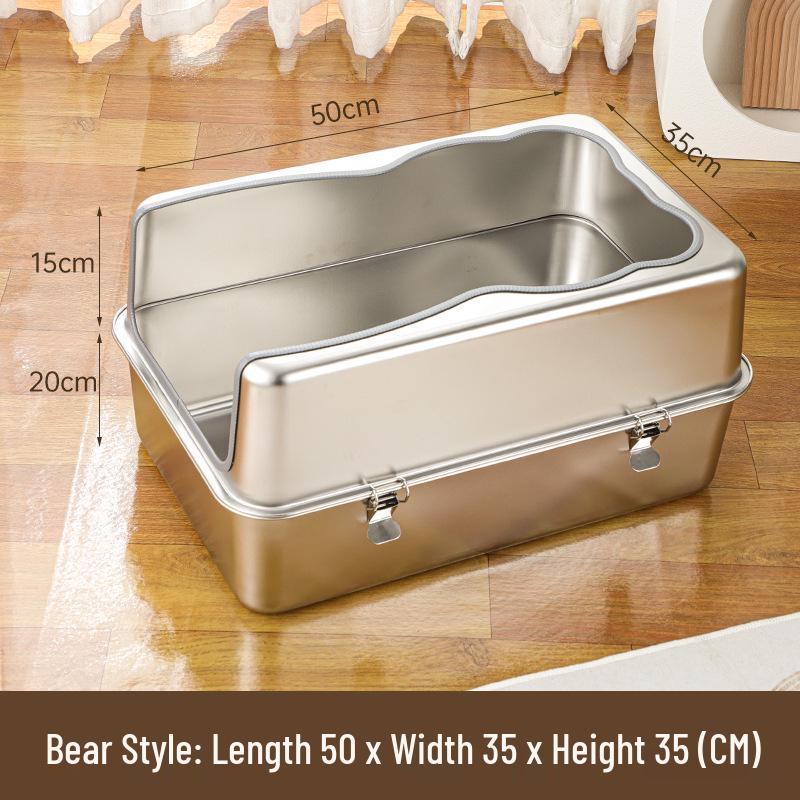 Stainless Steel Anti-Splash Cat Litter Box - High and Thickened Design