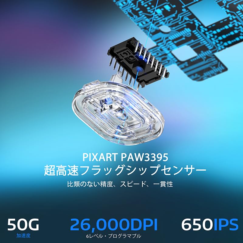 A.JAZZ x ATTACK SHARK X3 Gaming Mouse, Ultra-Lightweight, Wireless 2.4GBluetoothWired Type-C, Original PAW3395 Sensor, Class-A Accurate 26000 DPI,