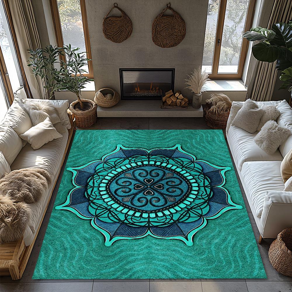 Bohemian Mandala Area Rug Non Slip Floor Mat Home Decor Living Room Bedroom Carpet Artistic Pattern Oriental Persian Style Rug