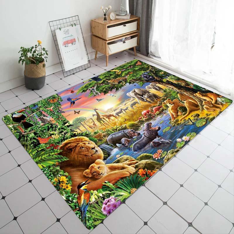 

3D Printed Large Cartoon Animal Carpet Giraffe Lion Living Room Decoration Bedroom Toddler Crawling Mat Bathroom Bath Mat 40x60cm