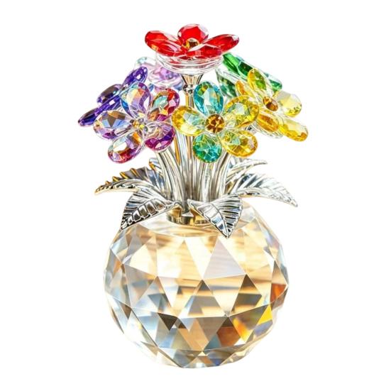 Faux Crystal Flower Vase Decoration Glass Artificial Flower Bouquet Vase D