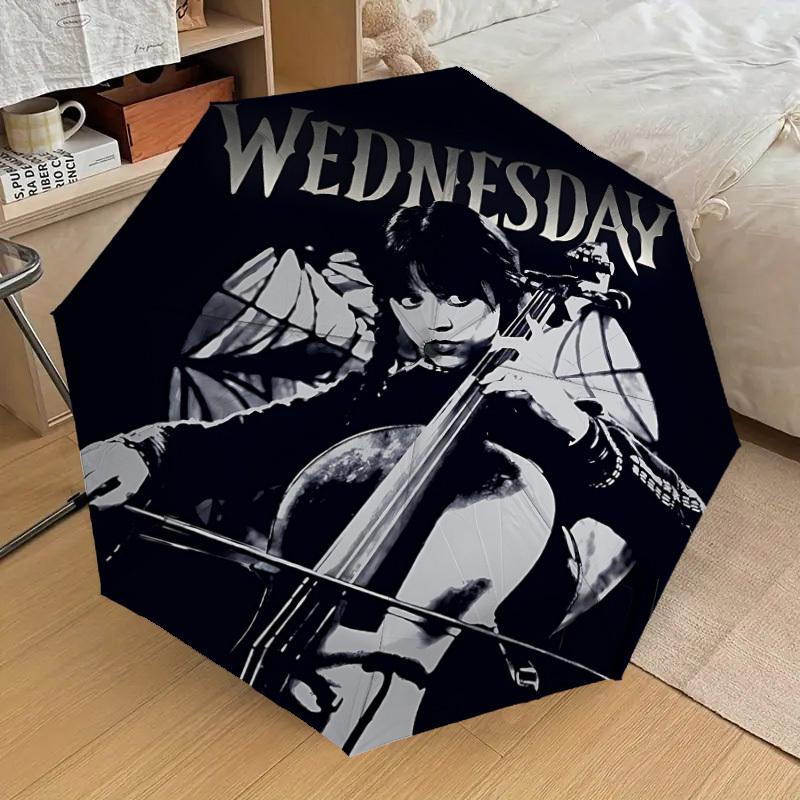 1PC Wednesday Wednesday Addams Umbrella-8-Rib Reinforced, Automatic Open, Lightweight & Durable, Cute Fashion Accessory for Outdoor-K1297