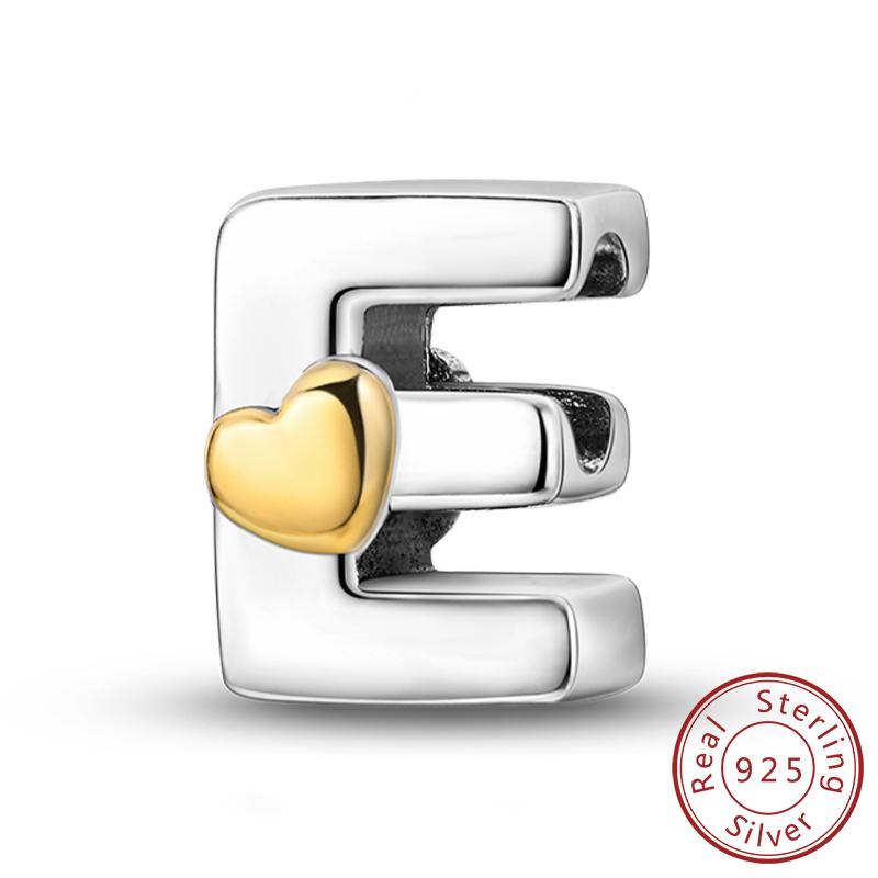 Copper 26 Letters A-Z Alphabet Charm Heart Love Letter Bead Fit Bracelet Diy Charm For Woman Jewelry Making
