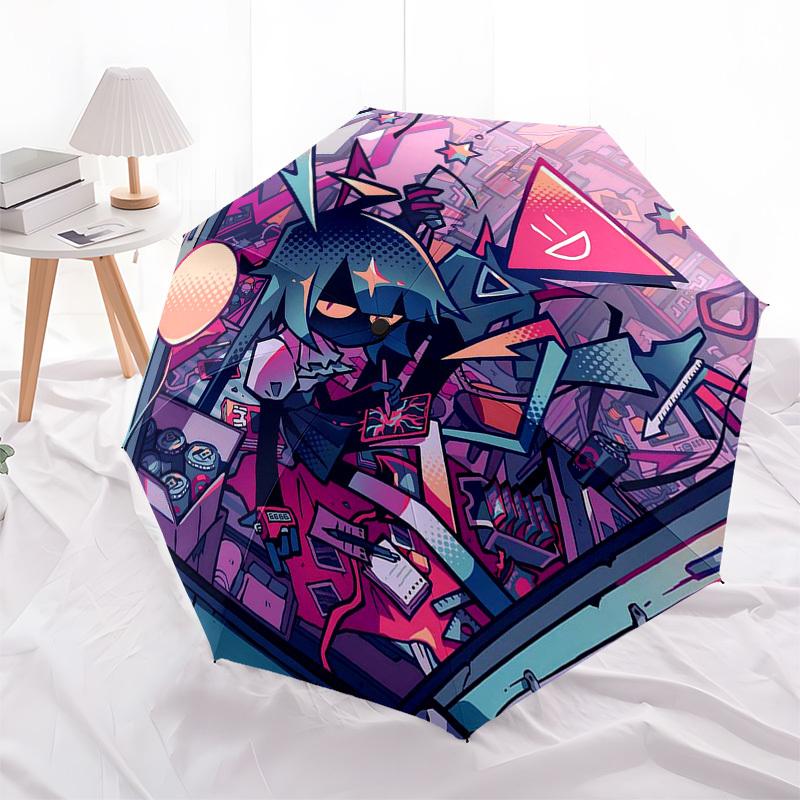 1pc Deltarune Outdoor Umbrella - Automatic Opening/Closing, Portable 3-Fold Design, 8-Bone Iron Frame, Perfect Gift for Fans, Travelers, Everyday Use,