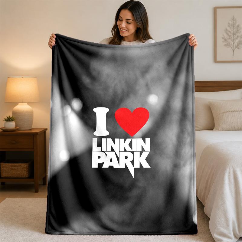 Linkin Park Print Flannel Blanket Cozy Lightweight Plush Throw Blanket For Bed Sofa Household Use