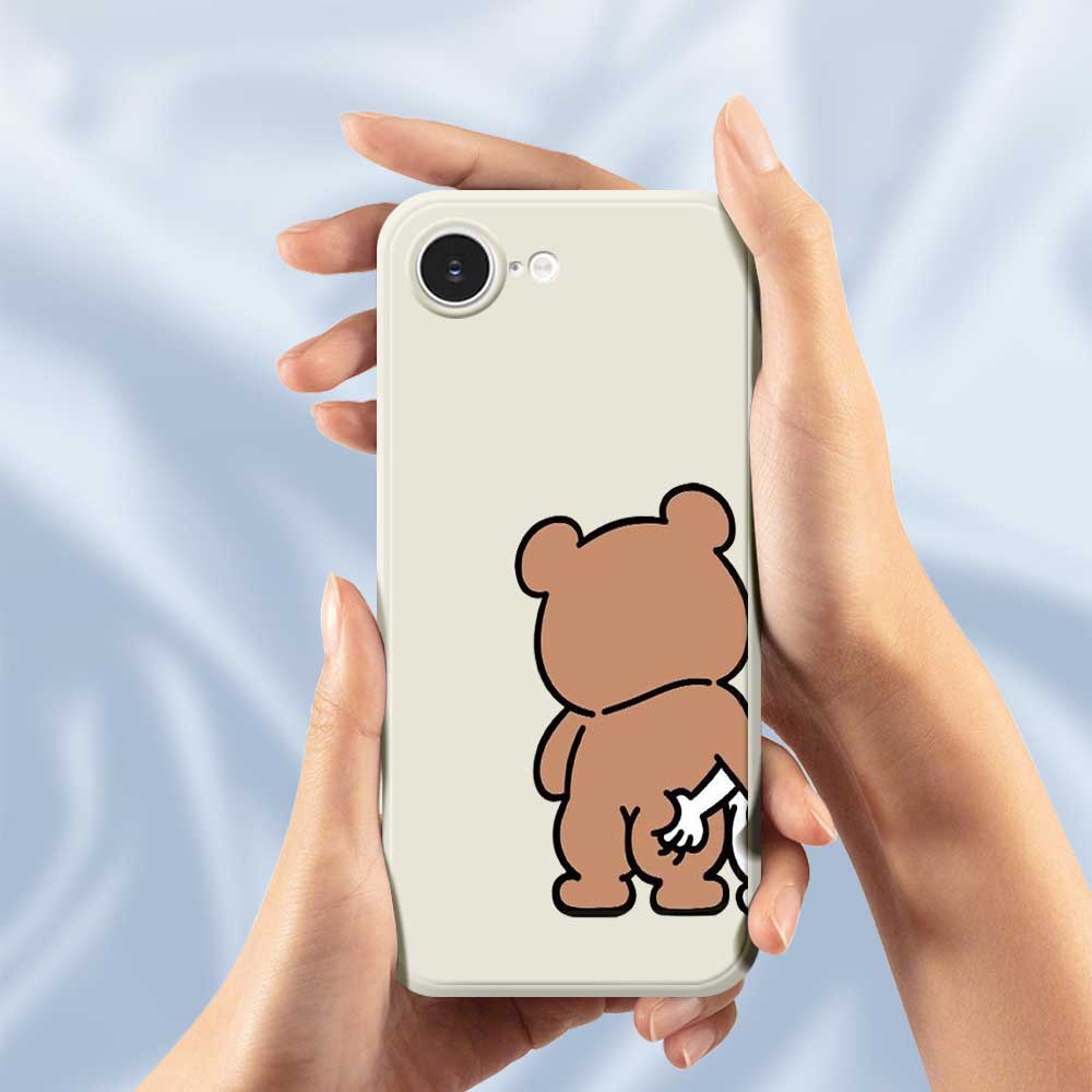 For iPhone 16e Case Pinch Bear Butt Pattern Printing Straight Edge TPU Phone Back Cover