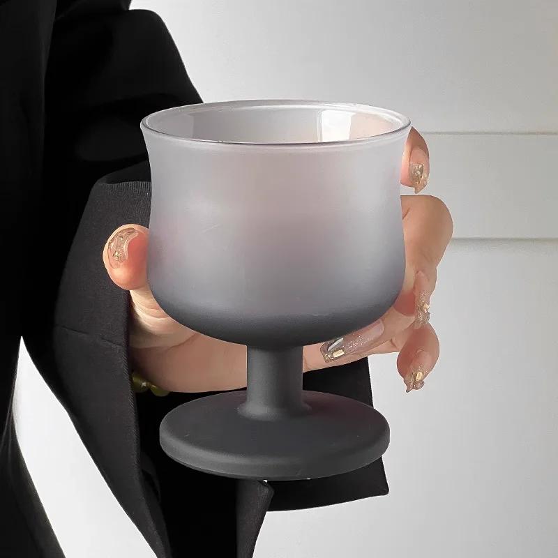 Frosted Gradient Glass Cup Red Wine Cup Goblet Juice Cups Champagne Glass Cocktail Dessert Bowl Water Cups Drinking Glasses