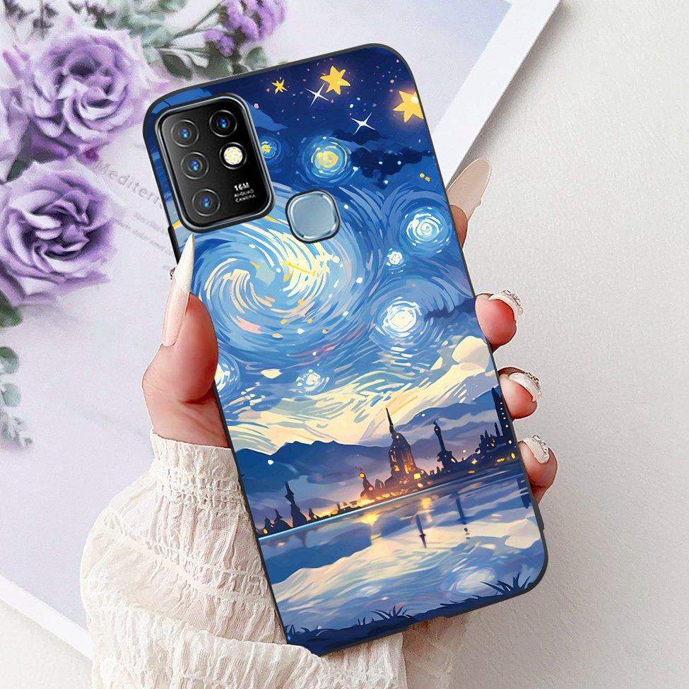 For Infinix Hot 10 Case Silicone Cute Cat Fashion Flowers Luxury Painted Back Cover For Inifnix Hot 10 Phone Case X682B X682C