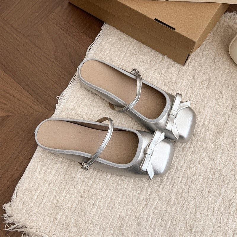 

French bow bag head half slippers female summer wear 2025 new with skirt fairy wind heightening cool slippers 35