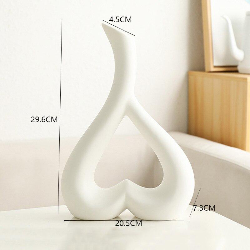 White Decor Home Vase Ceramic Vases Room Decoration Flower Arrangement Container Nordic Desktop Art Flower Pot Decoration