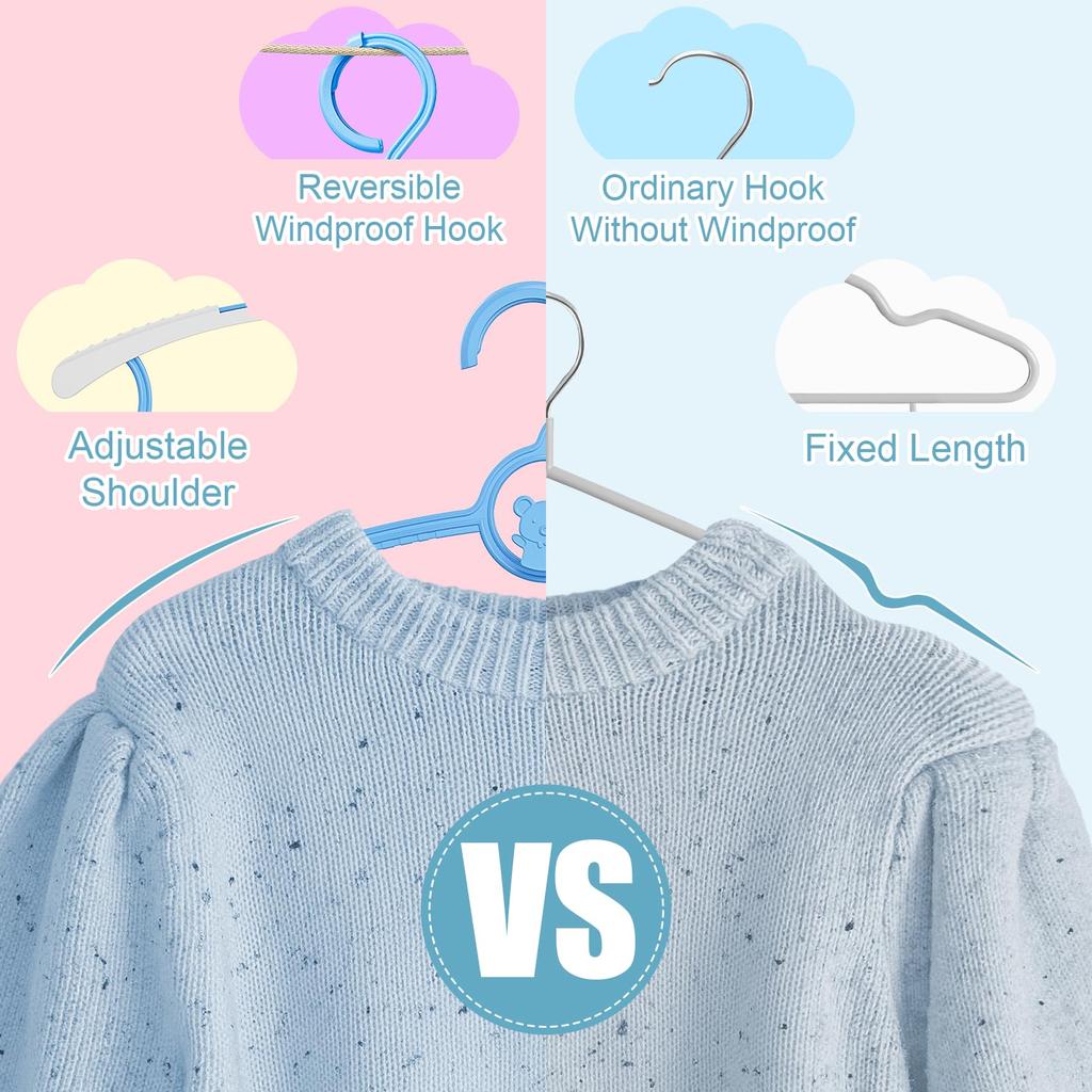 Ultra-Thin Non-Slip Laundry Infant Pant Hangers for Newborn Clothes -Adjustable Children Coat Hanger for Girl Boy Toddler Kids